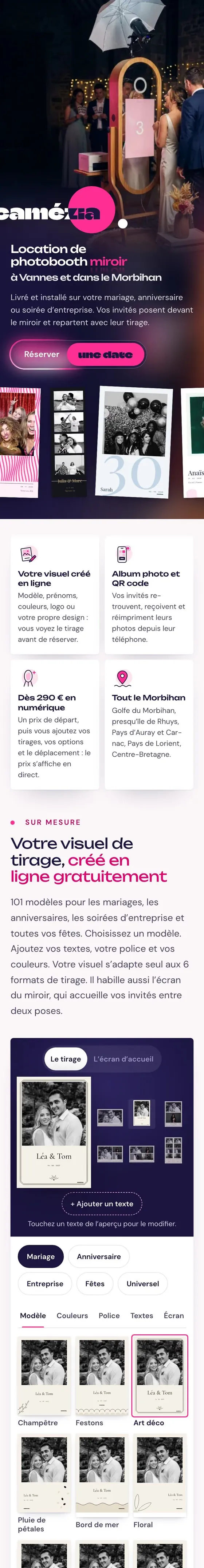 Site Camézia sur mobile