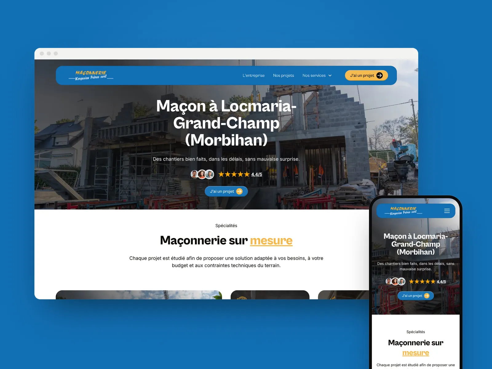 Site internet Kergosien Frères, maçonnerie dans le Morbihan