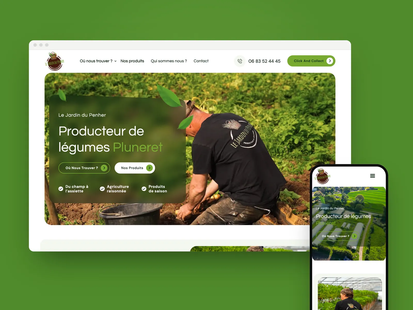 Refonte du site du Jardin du Penher, maraîcher à Pluneret