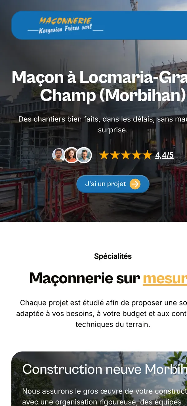 Site Kergosien Frères en version mobile