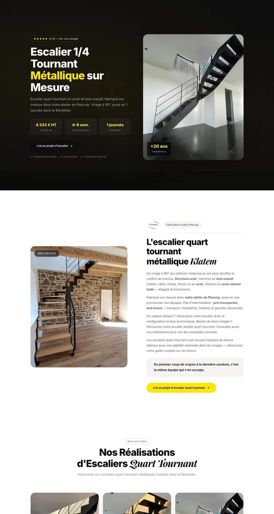 Page intérieure du site Klatem
