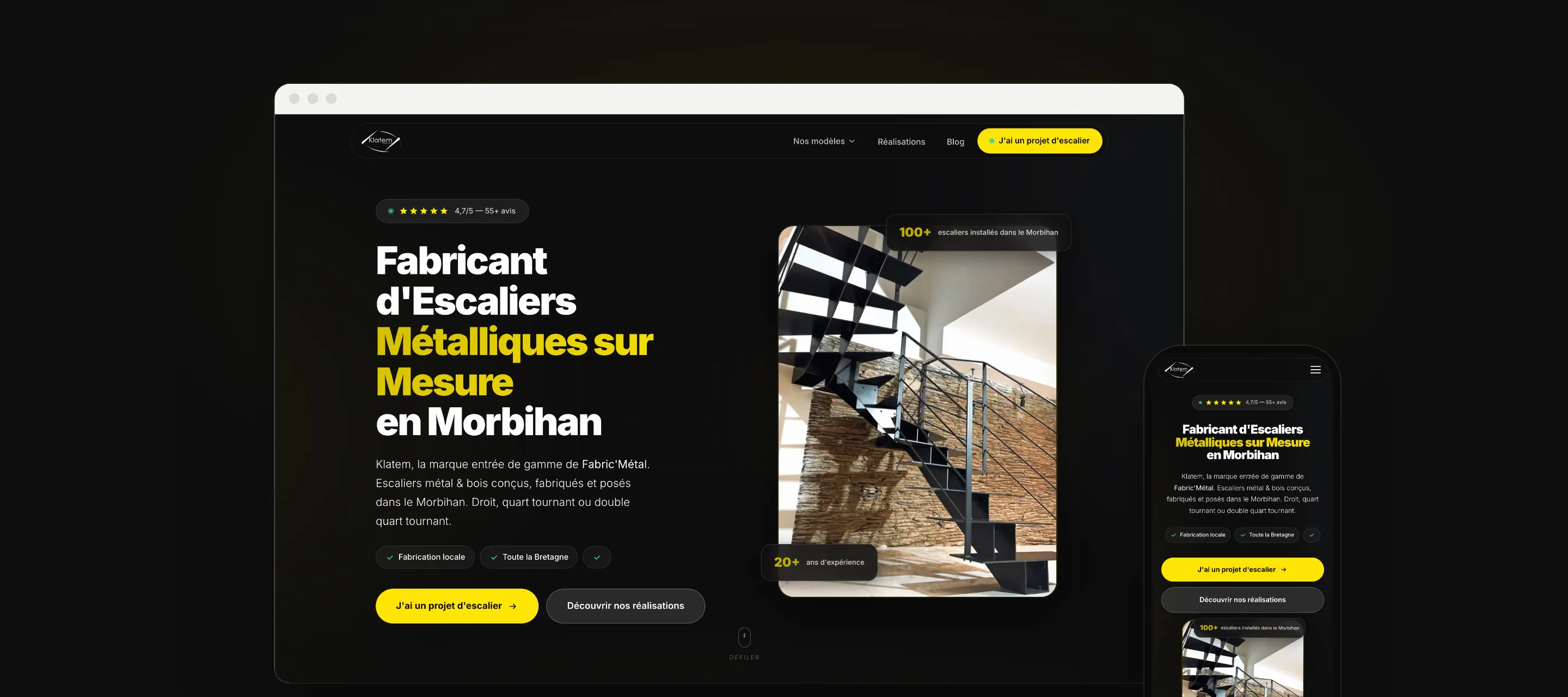 Site internet de Klatem affiché sur ordinateur et sur mobile