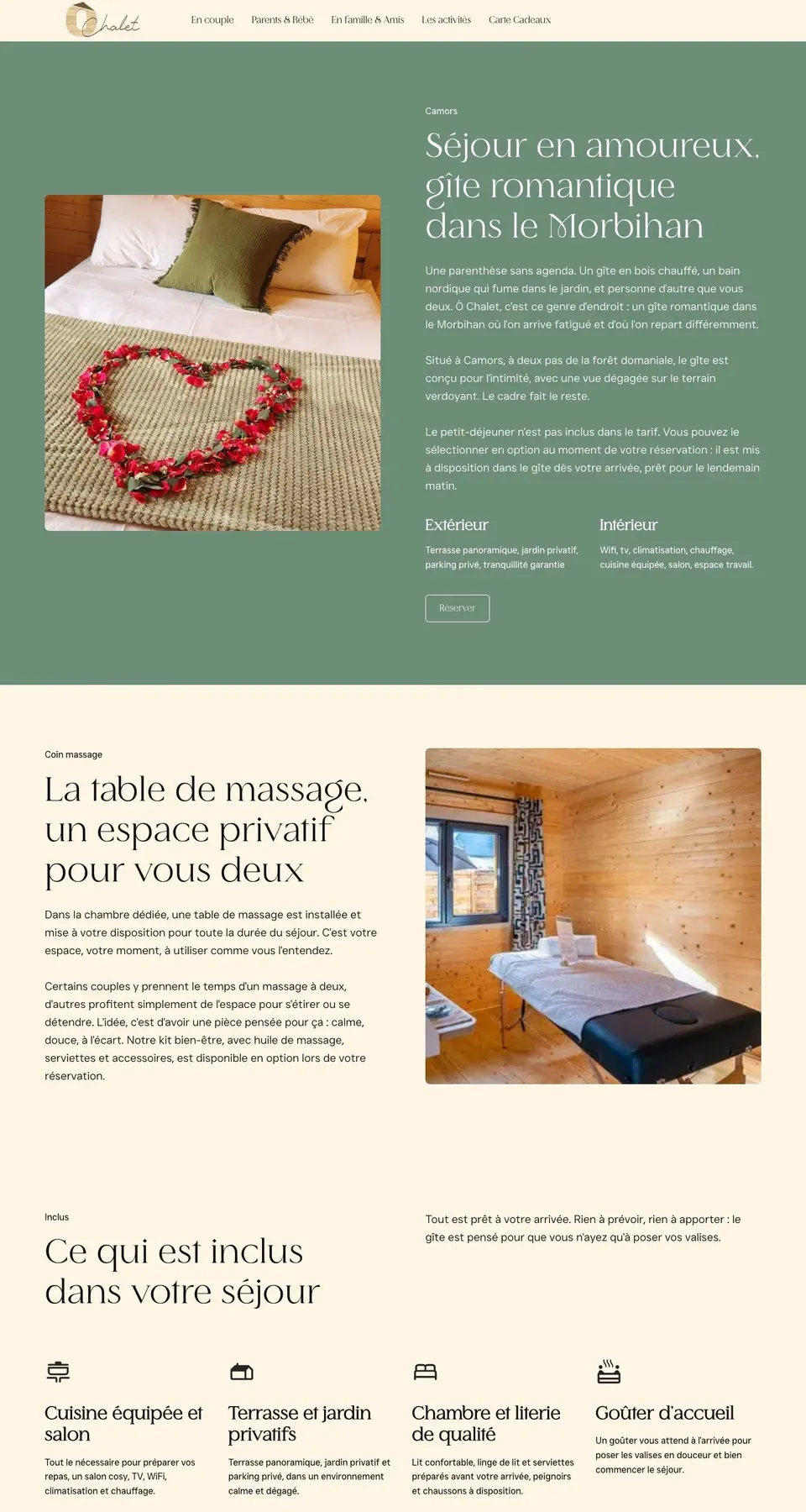 Page intérieure du site Ò Chalet