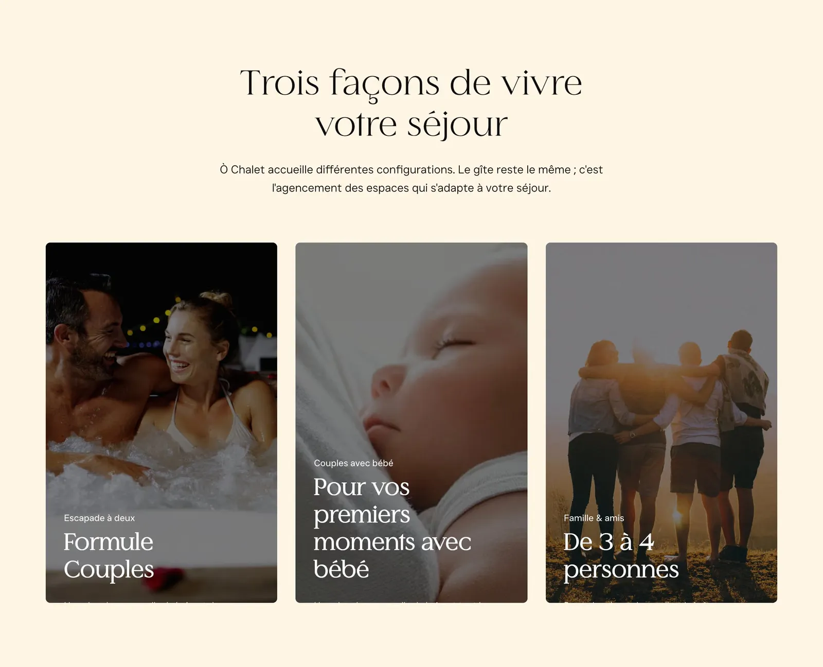 Les trois formules de séjour d'Ò Chalet