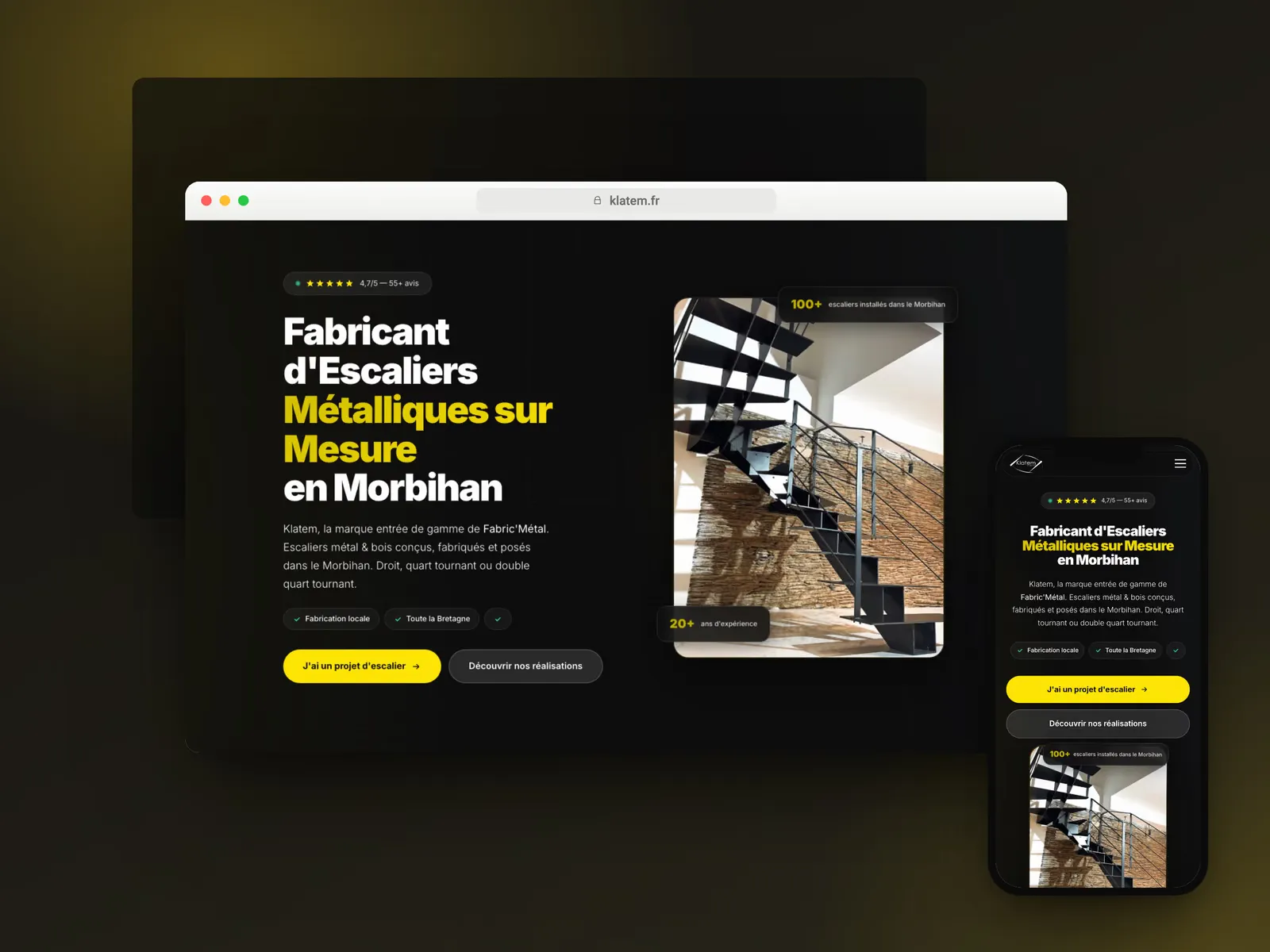 Site internet Klatem, fabricant d'escaliers métalliques à Vannes