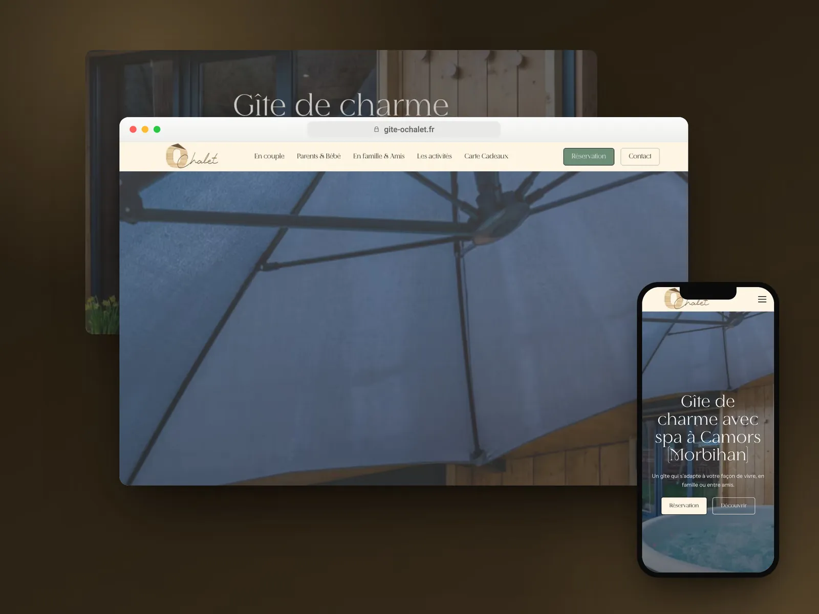 Site internet Ò Chalet, gîte de charme avec spa à Camors